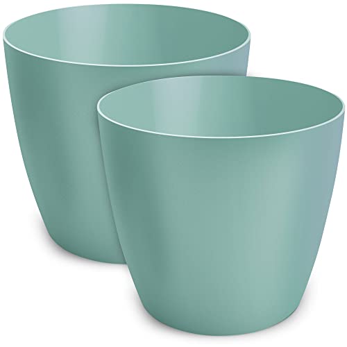 TULMERO Blumentopf matt, Pflanzkübel aus Übertopf Kunststoff Dekorativer Topf für, groß und klein Pflanzen, 2er-Set, blumenkübel kräutertopf, (2 Pack) Minze, ø 30 cm von TULMERO