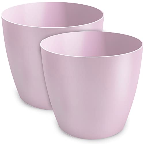 TULMERO Blumentopf matt, Pflanzkübel aus Übertopf Kunststoff Dekorativer Topf für, groß und klein Pflanzen, 2er-Set, blumenkübel kräutertopf, (2 Pack) Rosa, ø 25 cm von TULMERO