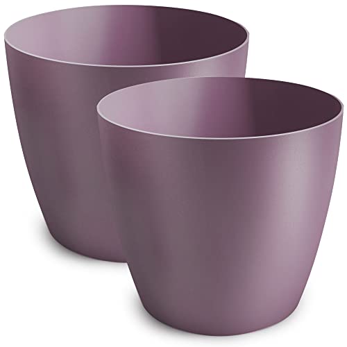 TULMERO Blumentopf matt, Pflanzkübel aus Übertopf Kunststoff Dekorativer Topf für, groß und klein Pflanzen, 2er-Set, blumenkübel kräutertopf, (2 Pack) Violett, ø 25 cm von TULMERO