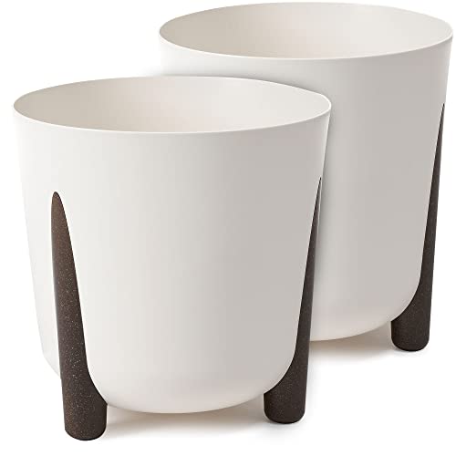 TULMERO Blumentopf matt, Pflanzkübel aus Übertopf Kunststoff Dekorativer Topf für, groß und klein Pflanzen, 2er-Set blumenkübel, blumenkübel kräutertopf, (2 Pack) Creme, ø 26 cm von TULMERO