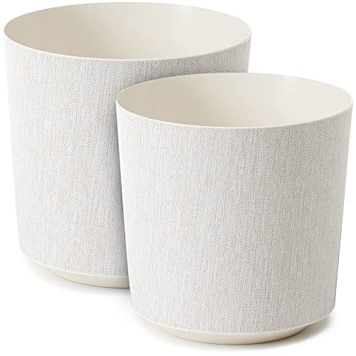 TULMERO Blumentopf matt, Pflanzkübel aus Übertopf Kunststoff Dekorativer Topf für, groß und klein Pflanzen, 2er-Set blumenkübel, blumenkübel kräutertopf, (2 Pack) Creme, ø 19 cm von TULMERO