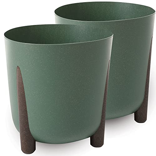 TULMERO Blumentopf matt, Pflanzkübel aus Übertopf Kunststoff Dekorativer Topf für, groß und klein Pflanzen, 2er-Set blumenkübel, blumenkübel kräutertopf, (2 Pack) Grün, ø 26 cm von TULMERO