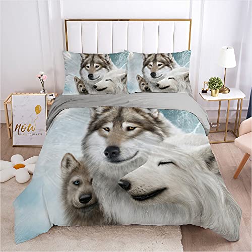 TULTOAP Bettwäsche Wolf 135x200 3D Tier Wolf Bettbezug mit Kissenbezug Junge Mädchen Schlafzimmer Dekoration Wolf Motiv Bettwäsche Set (Wolf 1,135 x 200 cm) von TULTOAP