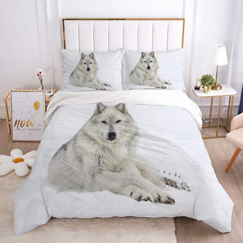 TULTOAP Bettwäsche Wolf 135x200 3D Tier Wolf Bettbezug mit Kissenbezug Junge Mädchen Schlafzimmer Dekoration Wolf Motiv Bettwäsche Set (Wolf 2,135 x 200 cm) von TULTOAP