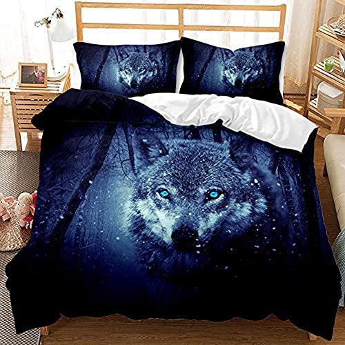 TULTOAP Bettwäsche Wolf 135x200 3D Tier Wolf Bettbezug mit Kissenbezug Junge Mädchen Schlafzimmer Dekoration Wolf Motiv Bettwäsche Set (Wolf 3,135 x 200 cm) von TULTOAP