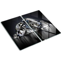 Glasschneideplatten - Schneidebrett aus Glas - Herdabdeckplatten - Gehärtetes Glas – 2x30x52 cm (2er Set) - Diamanten von TULUP
