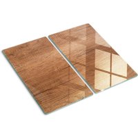 Glasschneideplatten - Schneidebrett aus Glas - Herdabdeckplatten - Gehärtetes Glas – 2x30x52 cm (2er Set) - Holz von TULUP