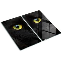 Glasschneideplatten - Schneidebrett aus Glas - Herdabdeckplatten - Gehärtetes Glas – 2x30x52 cm (2er Set) - Katzenaugen von TULUP