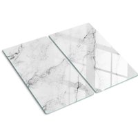 Glasschneideplatten - Schneidebrett aus Glas - Herdabdeckplatten - Gehärtetes Glas – 2x30x52 cm (2er Set) - Marmor von TULUP