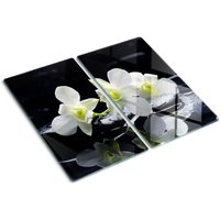 Glasschneideplatten - Schneidebrett aus Glas - Herdabdeckplatten - Gehärtetes Glas – 2x30x52 cm (2er Set) - Orchidee von TULUP