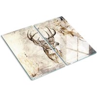 Glasschneideplatten - Schneidebrett aus Glas - Herdabdeckplatten - Gehärtetes Glas – 2x30x52 cm (2er Set) - Reh von TULUP