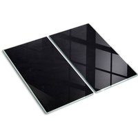 Glasschneideplatten - Schneidebrett aus Glas - Herdabdeckplatten - Gehärtetes Glas – 2x30x52 cm (2er Set) - Schwarzes Brett von TULUP