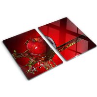 Glasschneideplatten - Schneidebrett aus Glas - Herdabdeckplatten - Gehärtetes Glas – 2x40x52 cm (2er Set) - Apfel und Wasser von TULUP