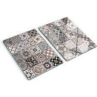 Glasschneideplatten - Schneidebrett aus Glas - Herdabdeckplatten - Gehärtetes Glas – 2x40x52 cm (2er Set) - Keramikfliesen von TULUP