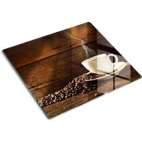 Glasschneideplatten - Schneidebrett aus Glas - Herdabdeckplatten - Gehärtetes Glas – 60x52 cm - Eine Tasse Kaffee von TULUP