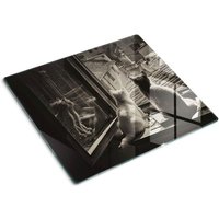 Glasschneideplatten - Schneidebrett aus Glas - Herdabdeckplatten - Gehärtetes Glas – 60x52 cm - Katzen im Fenster von TULUP