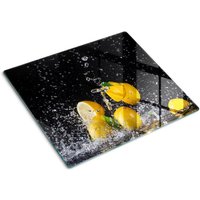 Glasschneideplatten - Schneidebrett aus Glas - Herdabdeckplatten - Gehärtetes Glas – 60x52 cm - Zitronen und Wasser von TULUP