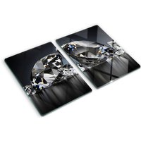 Tulup - Glasschneideplatten - Schneidebrett aus Glas - Herdabdeckplatten - Gehärtetes Glas – 2x40x52 cm (2er Set) - Diamanten von TULUP