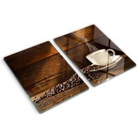 Tulup - Glasschneideplatten - Schneidebrett aus Glas - Herdabdeckplatten - Gehärtetes Glas – 2x40x52 cm (2er Set) - Eine Tasse Kaffee von TULUP