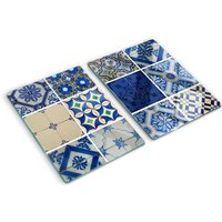 Tulup - Glasschneideplatten - Schneidebrett aus Glas - Herdabdeckplatten - Gehärtetes Glas – 2x40x52 cm (2er Set) - Fliesen von TULUP