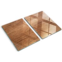 Tulup - Glasschneideplatten - Schneidebrett aus Glas - Herdabdeckplatten - Gehärtetes Glas – 2x40x52 cm (2er Set) - Holz von TULUP