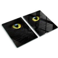Tulup - Glasschneideplatten - Schneidebrett aus Glas - Herdabdeckplatten - Gehärtetes Glas – 2x40x52 cm (2er Set) - Katzenaugen von TULUP