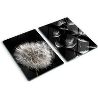 Tulup - Glasschneideplatten - Schneidebrett aus Glas - Herdabdeckplatten - Gehärtetes Glas – 2x40x52 cm (2er Set) - Löwenzahn von TULUP