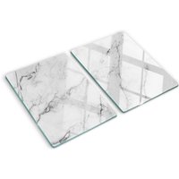 Tulup - Glasschneideplatten - Schneidebrett aus Glas - Herdabdeckplatten - Gehärtetes Glas – 2x40x52 cm (2er Set) - Marmor von TULUP