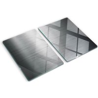 Tulup - Glasschneideplatten - Schneidebrett aus Glas - Herdabdeckplatten - Gehärtetes Glas – 2x40x52 cm (2er Set) - Metallhintergrund von TULUP