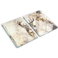 Tulup - Glasschneideplatten - Schneidebrett aus Glas - Herdabdeckplatten - Gehärtetes Glas – 2x40x52 cm (2er Set) - Reh von TULUP