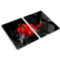 Tulup - Glasschneideplatten - Schneidebrett aus Glas - Herdabdeckplatten - Gehärtetes Glas – 2x40x52 cm (2er Set) - Rote Paprika von TULUP