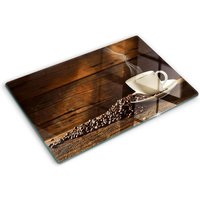 Tulup - Glasschneideplatten - Schneidebrett aus Glas - Herdabdeckplatten - Gehärtetes Glas – 80x52 cm - Eine Tasse Kaffee von TULUP