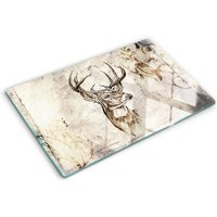 Tulup - Glasschneideplatten - Schneidebrett aus Glas - Herdabdeckplatten - Gehärtetes Glas – 80x52 cm - Reh von TULUP