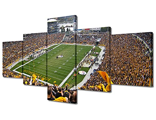 5-teiliges Fußball-Wandbild Heinz Field American Sports Stadion Prints Sport Artwork Home Wanddekoration Bild für Schlafzimmer Wohnzimmer Pennsylvania, fertig zum Aufhängen, 127 x 61 cm (B x H) von TUMOVO