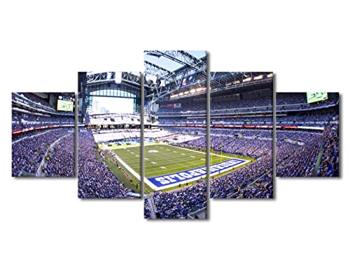 American Indiana Decor Sports Wall Art Lucas Oil Stadion Paintings Sports Pictures Soccer Sport Artwork Rustic Home Decor 5 Panels for Living Room Framed Gallery-Wrapped Ready to Hang (60" Wx32H) von TUMOVO