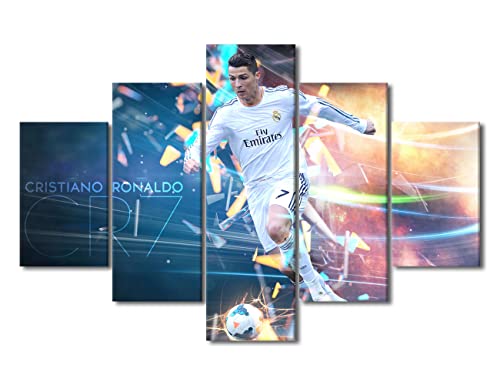 Cristiano Ronaldo Wandkunst, Galerie, Fußballstern, inspirierend, Wandkunst, Leinwanddruck, moderne Wohnkultur, Kunstwerk für Wohnzimmer, Schlafzimmer, Büro, gerahmt, fertig zum Aufhängen, 5 Stück von TUMOVO