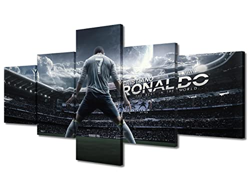 Fußballstadion-Bild Cristiano Ronaldo Back CR7 Poster Leinwandkunst für Schlafzimmer, Wohnzimmer, Dekoration, Poster, Leinwanddrucke, fertig zum Aufhängen, Neujahrsgeschenk (127 cm Bx61 cm H) von TUMOVO