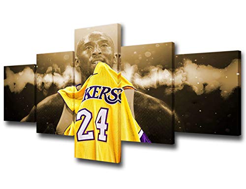 TUMOVO 5-teiliges Wandbild "American Basketball" auf Leinwand, gerahmt, Kunst, Sportgemälde, Heimdekoration, Kobe Bryant, Giclée-Druck für moderne Klassenzimmer, 127 x 61 cm (B x H) von TUMOVO