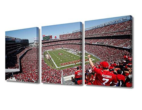 TUMOVO American Football Sports Stadion Bilder Levi's® Stadion Paintings 3-Panel Leinwandbild San Francisco, Kalifornien, fertig zum Aufhängen, 91.4 cm Bx45.7 cm H von TUMOVO