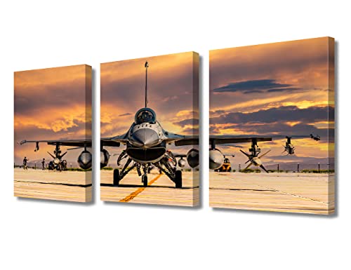 TUMOVO F16 Fighter Jet Leinwand-Kunst, Militärflugzeuge, Wandkunst für Wohnzimmer, Vintage-Bilder für Schlafzimmer, moderne Wohnkultur, Büro, Badezimmer, Dekorationen, Kunstwerk, gerahmt, fertig zum von TUMOVO