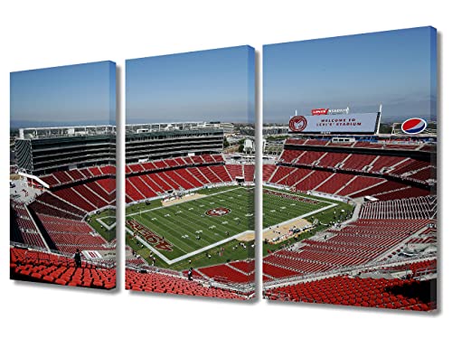 TUMOVO San Francisco Levi's Stadium American Soccer Sport Stadium Malerei für Wohnzimmer Dekoration HD Drucke auf Leinwand GicléeKunstwerk gespannt und Rahmen, 3 Paneele, fertig zum Aufhängen, 91,4 von TUMOVO