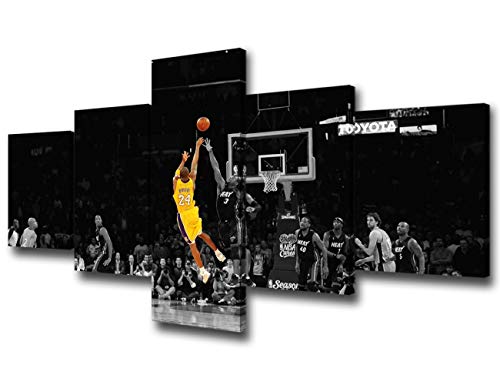 Wandbild mit schwarz-gelbem Hintergrund, Motiv: Basketballspieler Kobe Bryant von Lakers at Staples Center in Los Angeles, Kunstdruck auf Leinwand, fertig zum Aufhängen, 127 x 61 cm (B x H) von TUMOVO