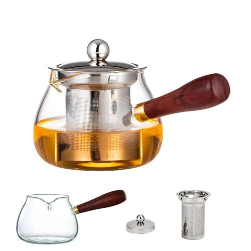Glas-Teekanne – 380 ml Teekanne mit Teesieb und Edelstahlsieb – für Herd, losen Blatttee, Kräuter und Obst, Kräuter und Obst, herausnehmbares Teesieb Glas-Teekanne – 380 ml Teekanne mit Teesieb und Edelstahlsieb – für Herd, losen Blatttee, Kräuter und Obst, Kräuter und Obst, herausnehmbares Teesieb von TUMYBCC