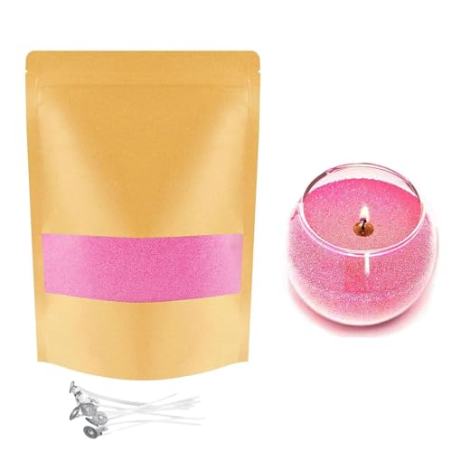 Kerzensand mit Docht - Kerzen Selber Machen Set - 10 Farben Kerzenwachs Granulat mit 5 Dochten – Kerzen Sand Candle Wax Wachsperlen für Granulat (100g rosa) von TUMYBCC