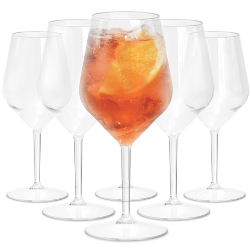 TUNDRA - 6er Set Kunststoff Weingläser, Aperol Spritz Gläser | EVENT 47 cl. | Camping Weingläser aus Tritan (Hartplastik), Unzerbrechlich, Spülmaschinenfest, BPA-Frei - Ideal für: Party, Camping von TUNDRA ICE INTERNATIONAL