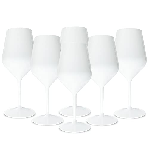 TUNDRA ICE INTERNATIONAL 6 Teiliges Weinglas 47 Cl in Tritan® (Hartplastik-Bpa-frei), 100% Italian Design Weingläser, unzerbrechlich, wiederverwendbar und spülmaschinenfest, weiß von TUNDRA ICE INTERNATIONAL