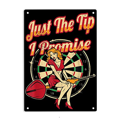 Blechschilder – Just The Tip I Promise Dartspieler-Geschenke, sexy Pinup-Mädchen-Schild, Metall-Blechschilder, sexy Pinup-Mädchen-Poster für Zuhause, Büro, Schlafzimmer, Männerhöhle, Wanddekoration Blechschilder – Just The Tip I Promise Dartspieler-Geschenke, sexy Pinup-Mädchen-Schild, Metall-Blechschilder, sexy Pinup-Mädchen-Poster für Zuhause, Büro, Schlafzimmer, Männerhöhle, Wanddekoration von TUNIU