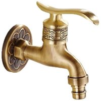 Generischer antiker Messing-Wasserhahngriff für Waschküche, Badezimmer, Wandmontage, Waschmaschine, Garten, Außen, Einzelschlauch, Kaltwasserhahn, von TUNWIT