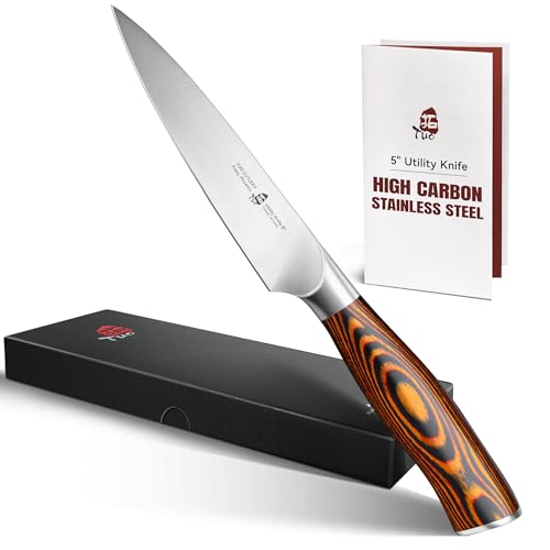 TUO Kochmesser Allzweckmesser 13cm, Küchenmesser Klein aus hochwertigem Deutscher Edelstahl küchenmesser scharf mit ergonomischem Griff, in Geschenkverpackung-Fiery Phoenix Series von TUO
