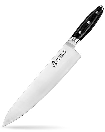 TUO Profi Kochmesser aus Deutschem Edelstahl, 25cm Chefmesser, Scharfes Küchenmesser mit Full Tang Pakkaholz-Griff, Black Hawk Series von TUO